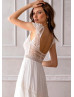 Cap Sleeve Ivory Lace Chiffon Boho Wedding Dress